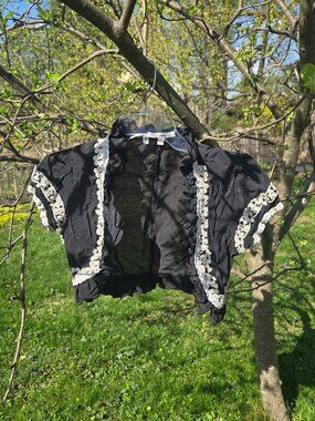 Papaya black shoulder coverup with cream colored lace